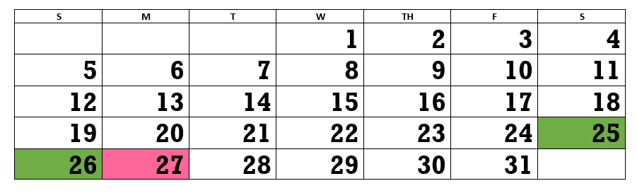 May 2024 monthly pool schedule; schedule is available in text form further down on this page