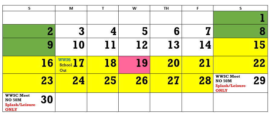 June 2024 monthly pool schedule; schedule is available in text form further down on this page