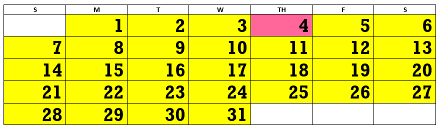 July 2024 monthly pool schedule; schedule is available in text form further down on this page