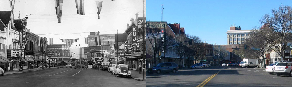 Then-and-now views of a portion of Main Street in Walla Walla