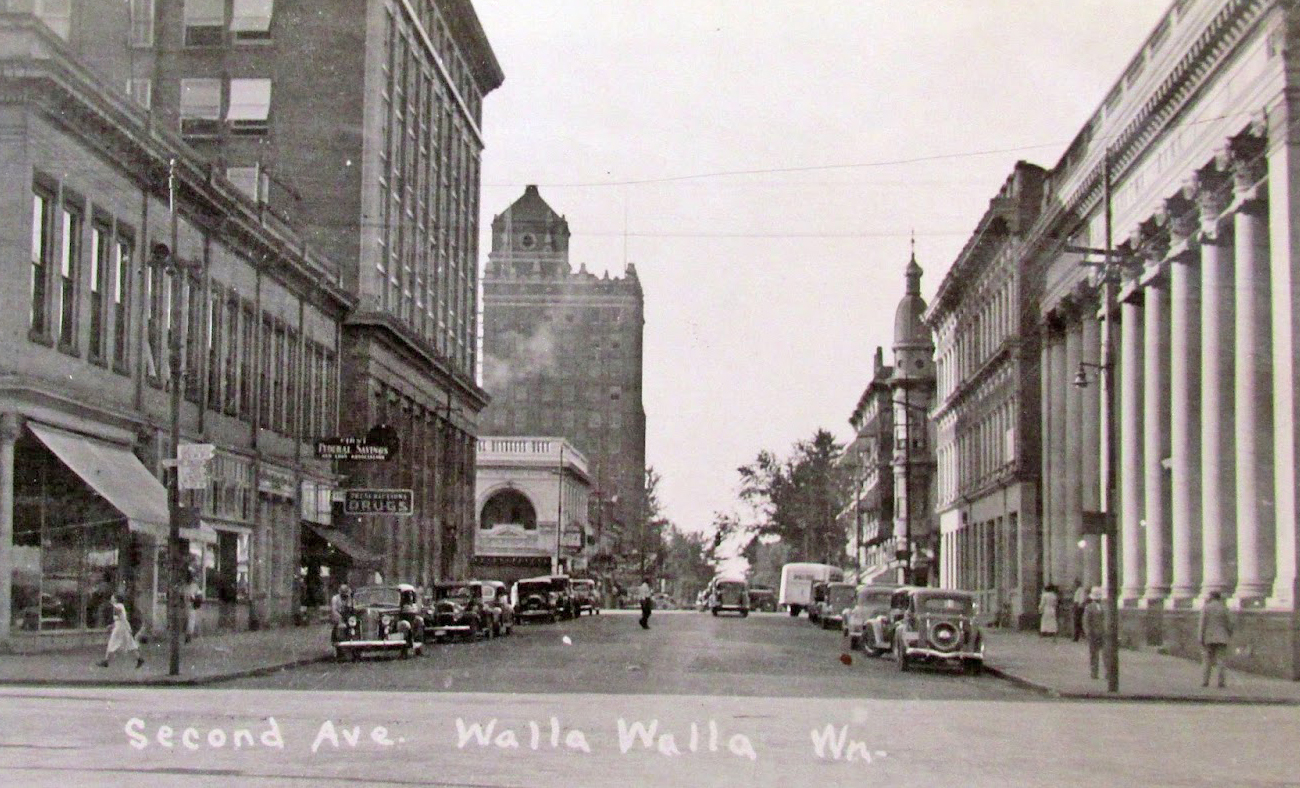 Historic view of 2nd Avenue in downtown Walla Walla