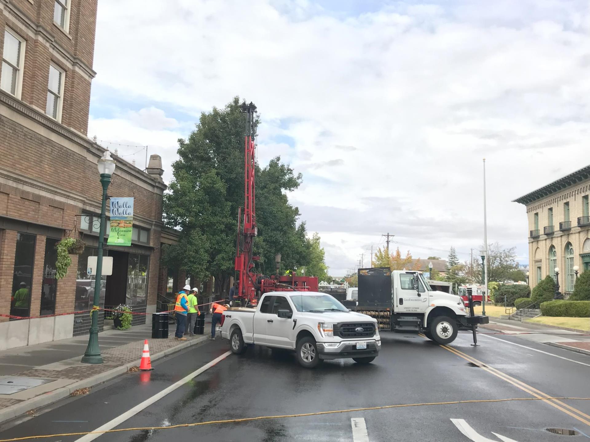 A crew drills an inspection well into the ground below North 2nd Avenue on Wednesday, Sept. 20, 2023.