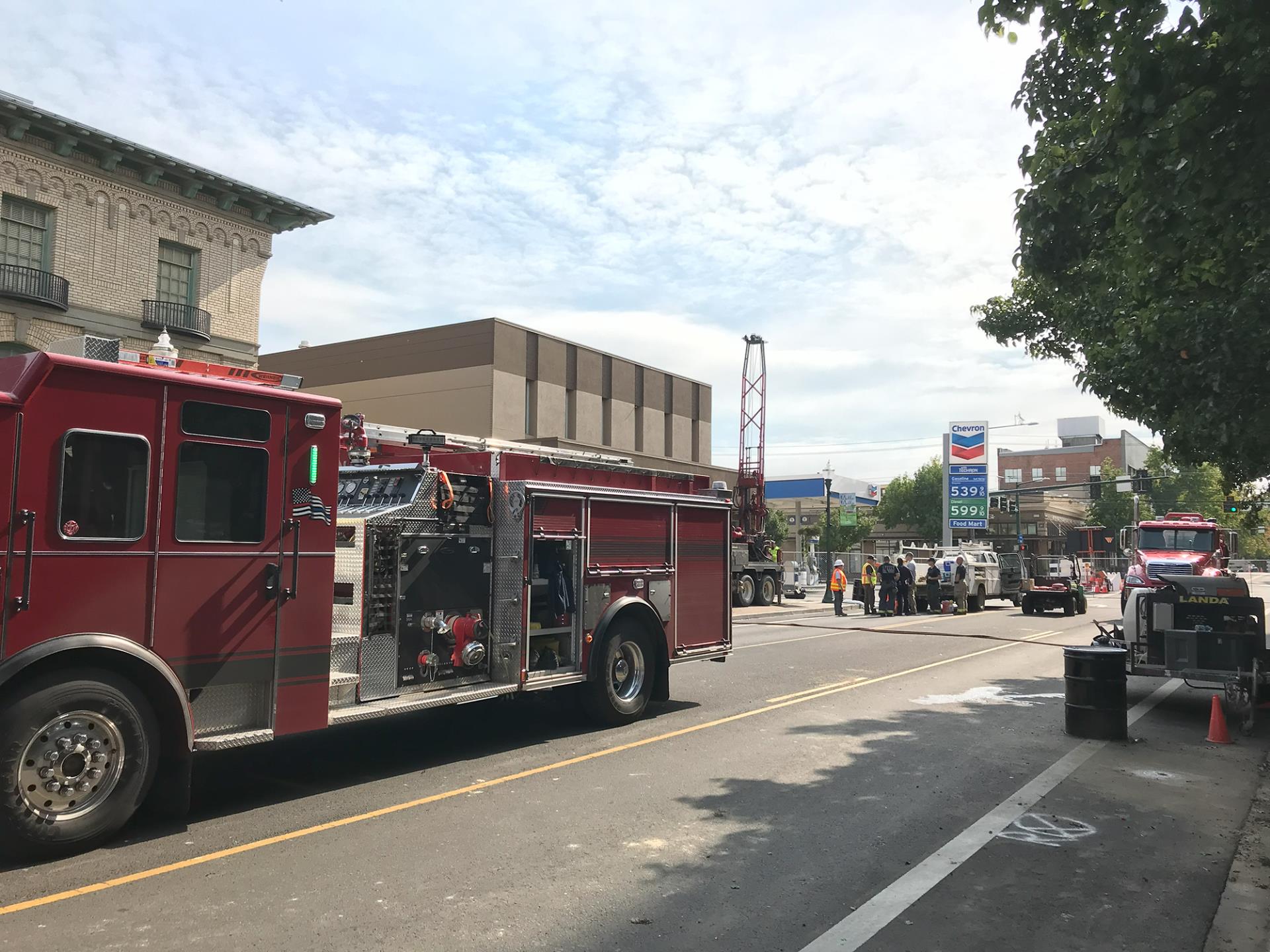 Vehicles and responders on North 2nd Avenue north of Rose Street, on Sept. 23, 2023.