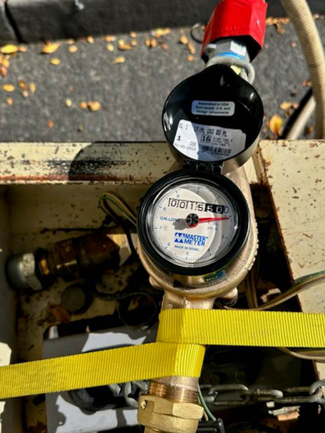 A meter measures the flow of filtered water being discharged to the municipal wastewater system.