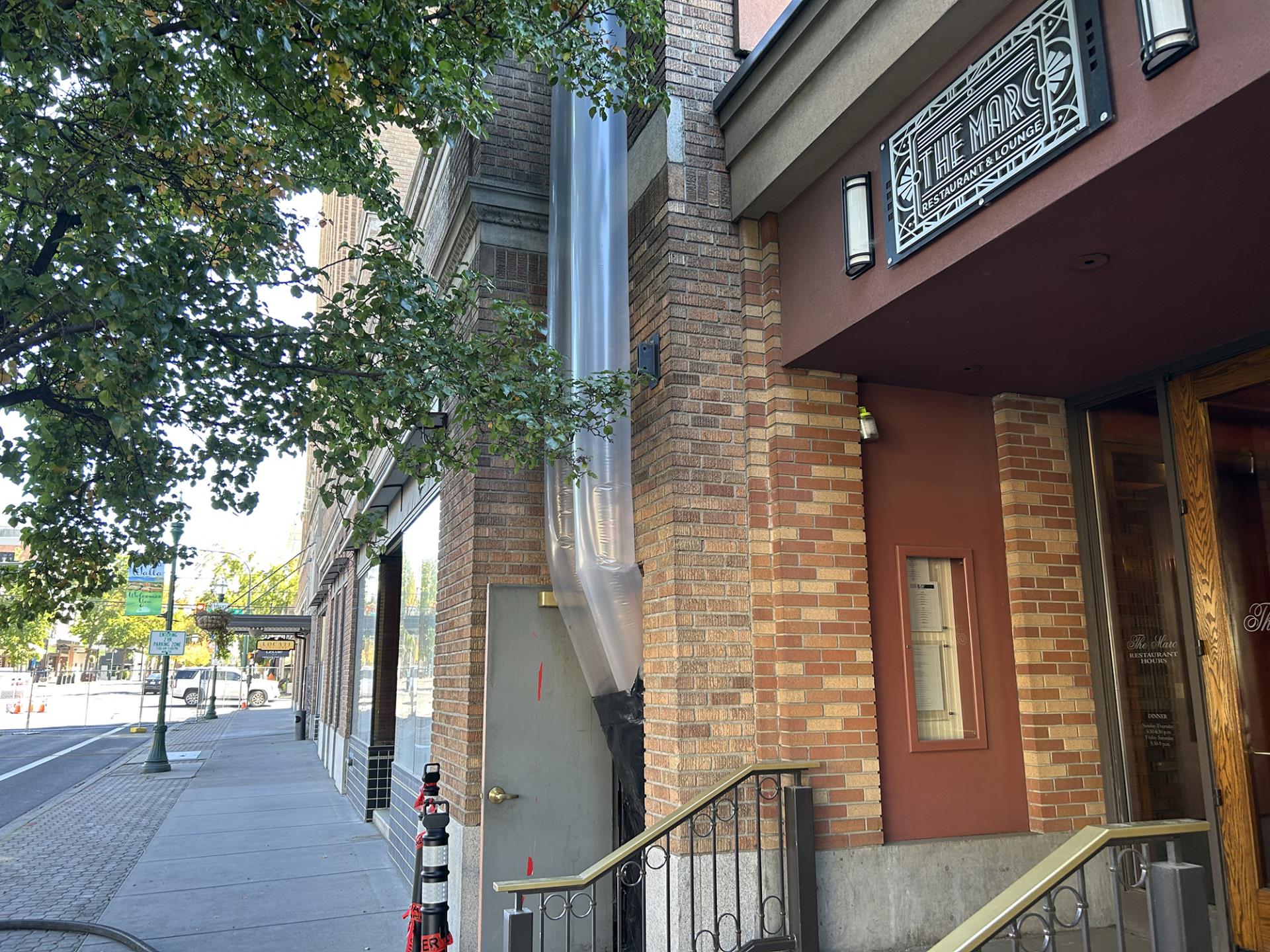 Ventilation exits the Marcus Whitman Hotel and routes to the roof.