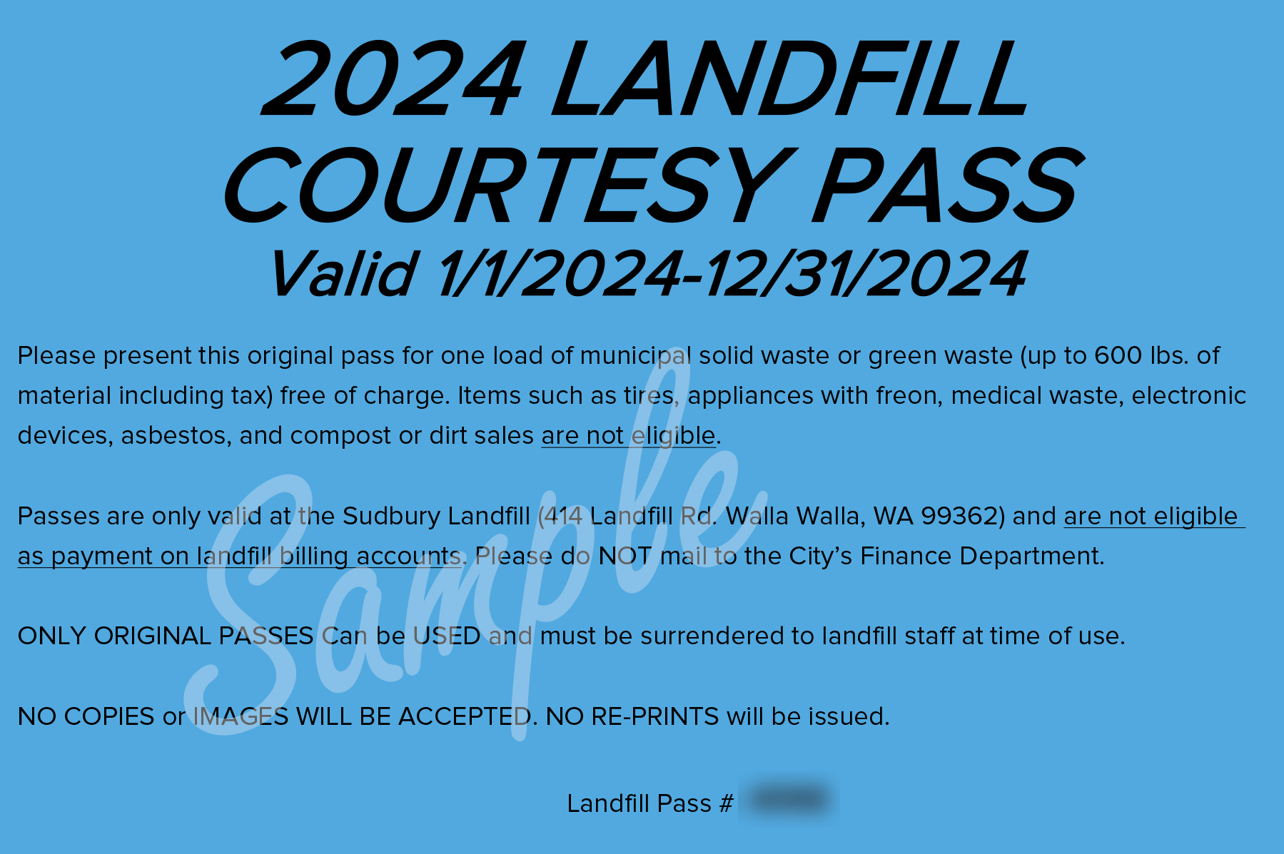 A copy of the 2024 landfill courtesy pass